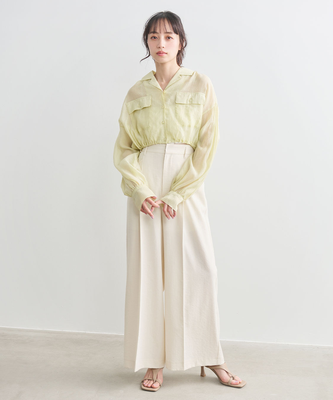 COCO DEAL「リネンライクバックフラップワイドパンツ」|スラックス|