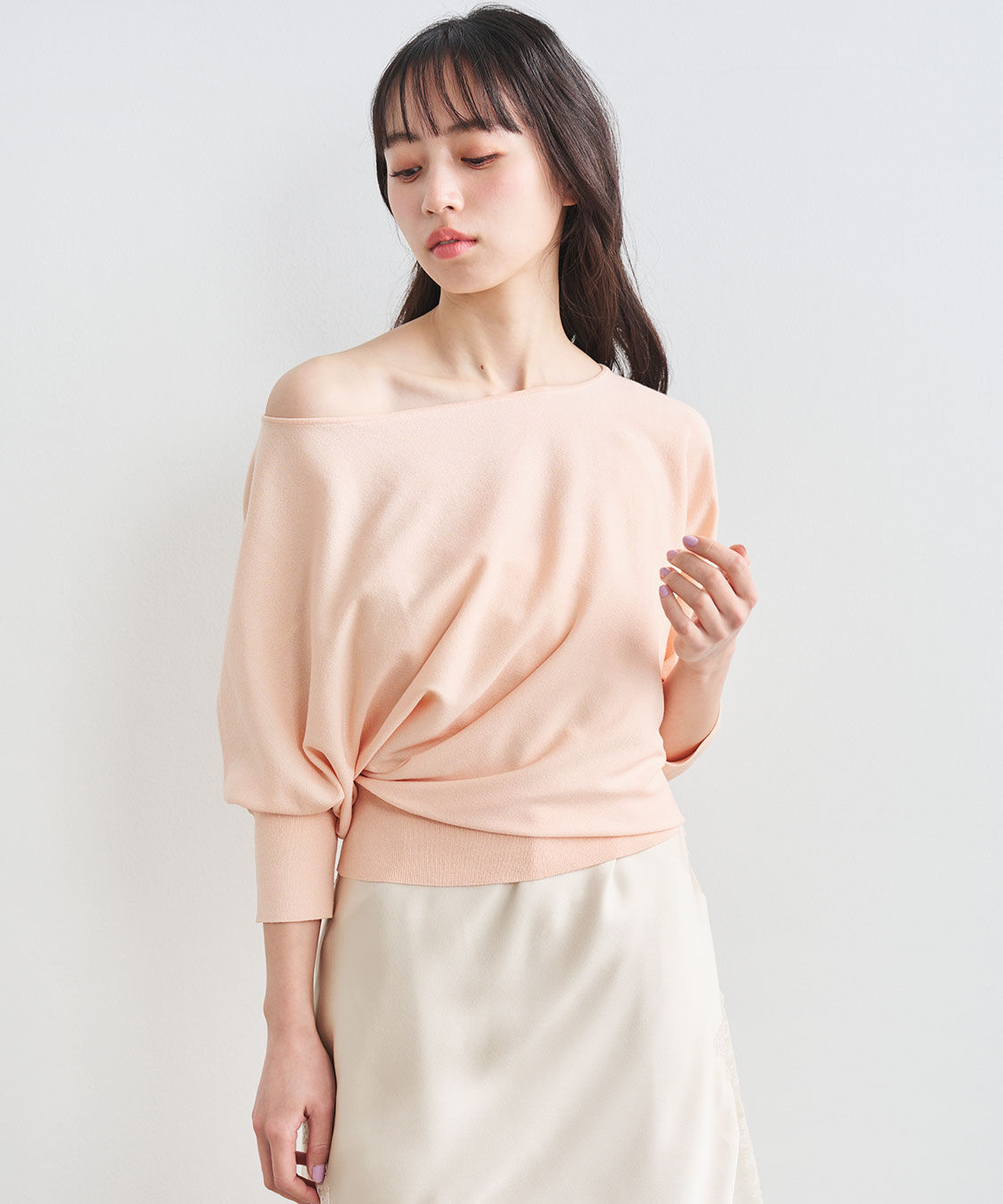 COCO DEAL「アシメドレープニット」|ニット・セーター|