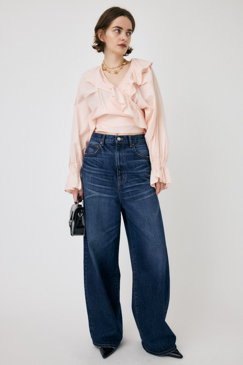 MOUSSY「VOLUME SLEEVE RUFFLE トップス」|シャツ・ブラウス|L/PNK1