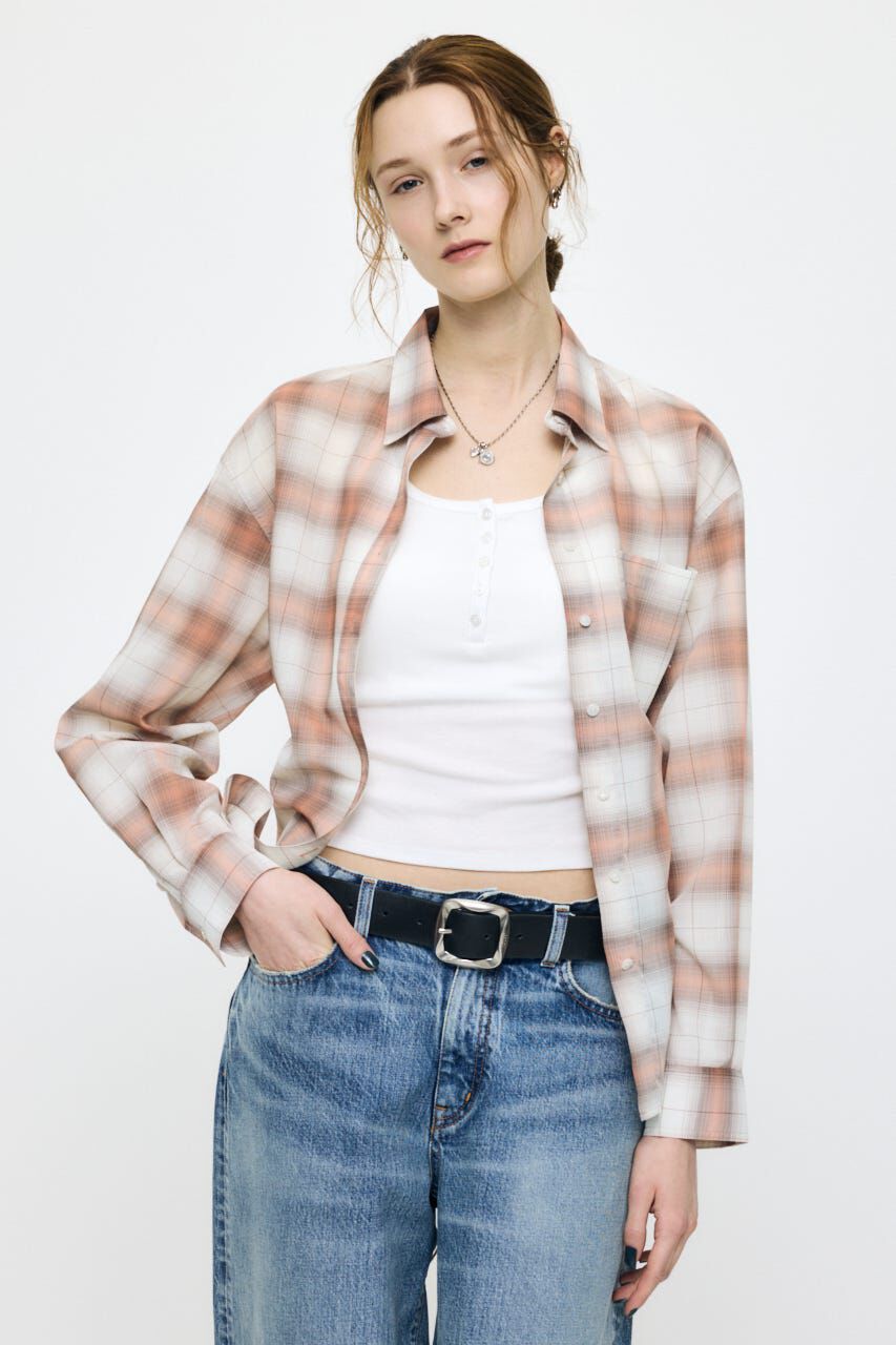 MOUSSY「FADE CHECK SHEER OVER シャツ」|シャツ・ブラウス|柄ORG5