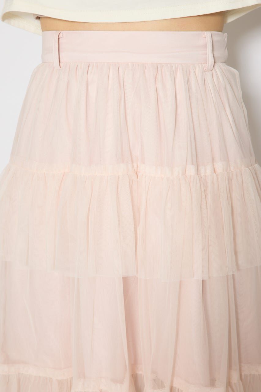rienda「ティアードフレアチュールジャストウエストスカート」|スカート|
