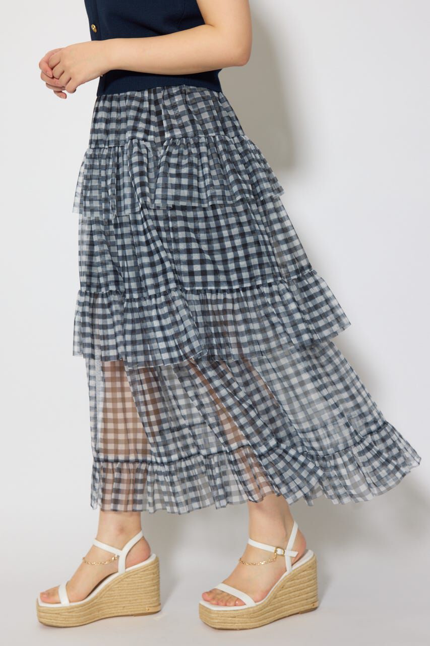 rienda「ティアードフレアチュールジャストウエストスカート」|スカート|