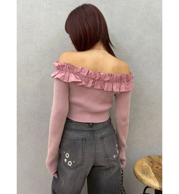 EVRIS「フリルピグメントニットトップス」|ニット・セーター|