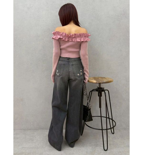 EVRIS「フリルピグメントニットトップス」|ニット・セーター|