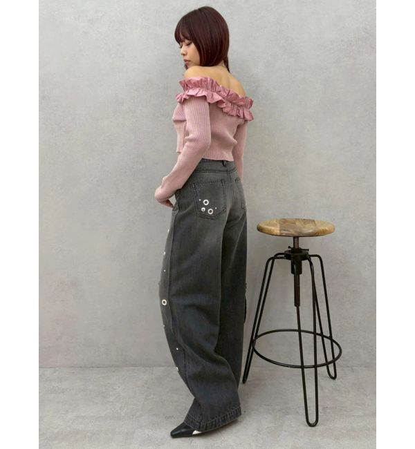 EVRIS「フリルピグメントニットトップス」|ニット・セーター|