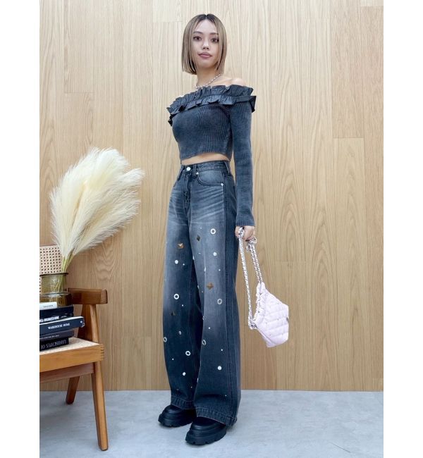 EVRIS「フリルピグメントニットトップス」|ニット・セーター|