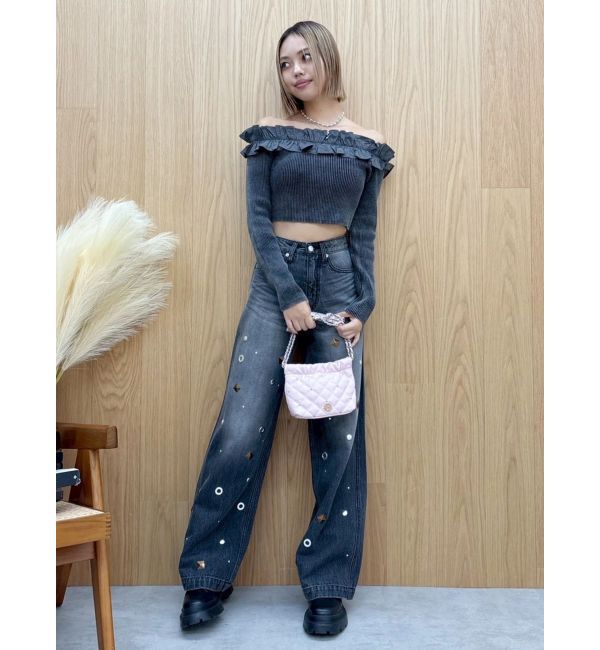 EVRIS「フリルピグメントニットトップス」|ニット・セーター|