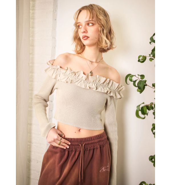 EVRIS「フリルピグメントニットトップス」|ニット・セーター|