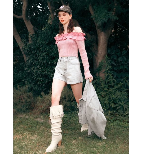 EVRIS「フリルピグメントニットトップス」|ニット・セーター|