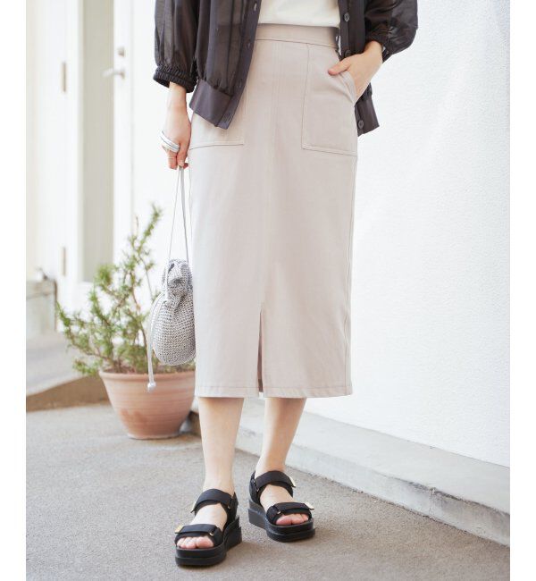 ikka「GOKU楽冷感タイトスカート」|スカート|グレージュ