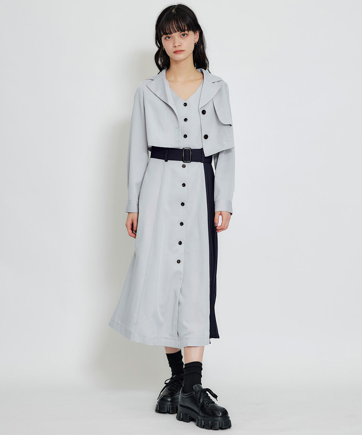 REDYAZEL「ﾄﾚﾝﾁﾃﾞｨﾃｨｰﾙｼｮｰﾄｼｬﾂｼﾞｬｹｯﾄ&times;ﾊﾞｲｶﾗｰﾌﾟ  」|ワンピース|ブルー