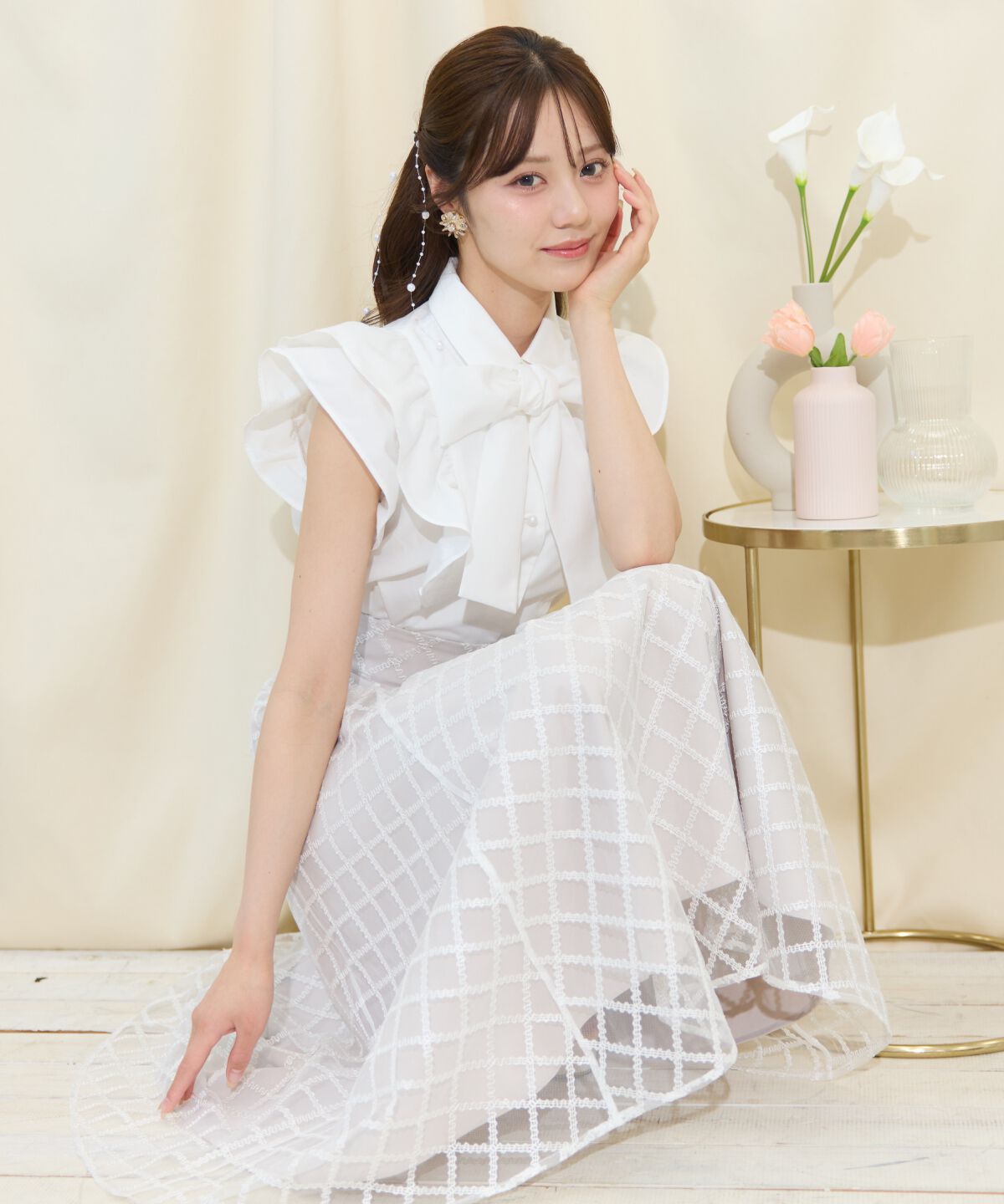 WILLSELECTION「刺繍チュールフレアスカート」|フレア|ピンク