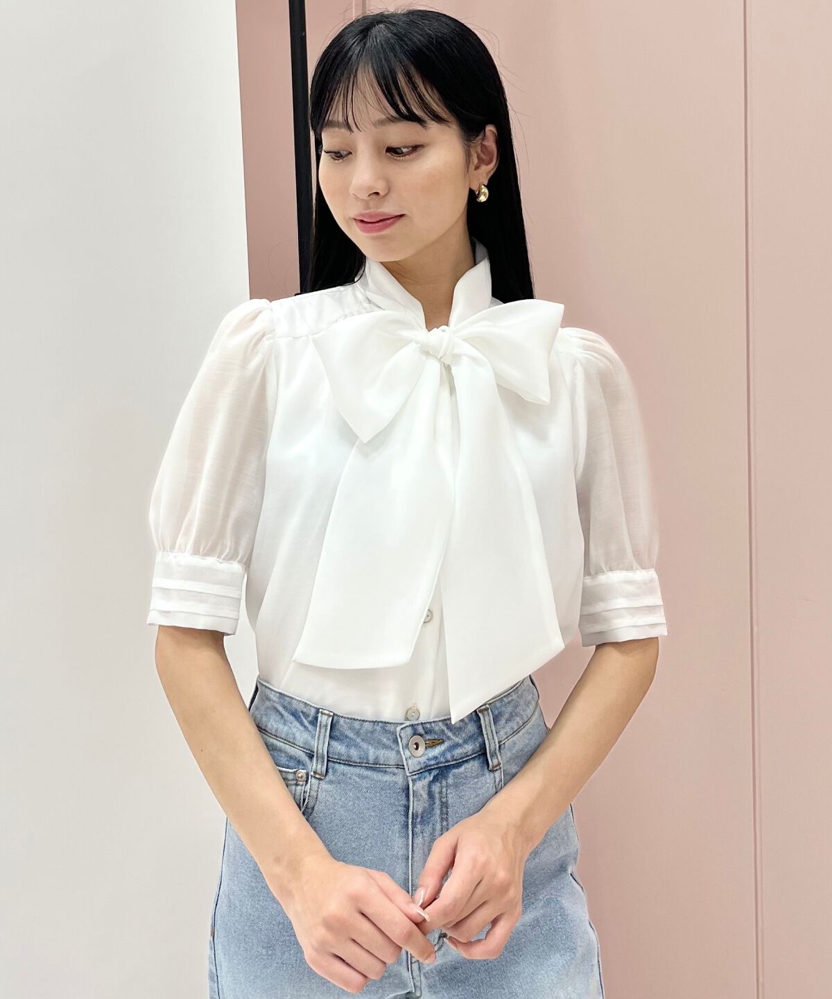 WILLSELECTION「ピンタックカフスリボンタイブラウス」|シャツ・ブラウス|