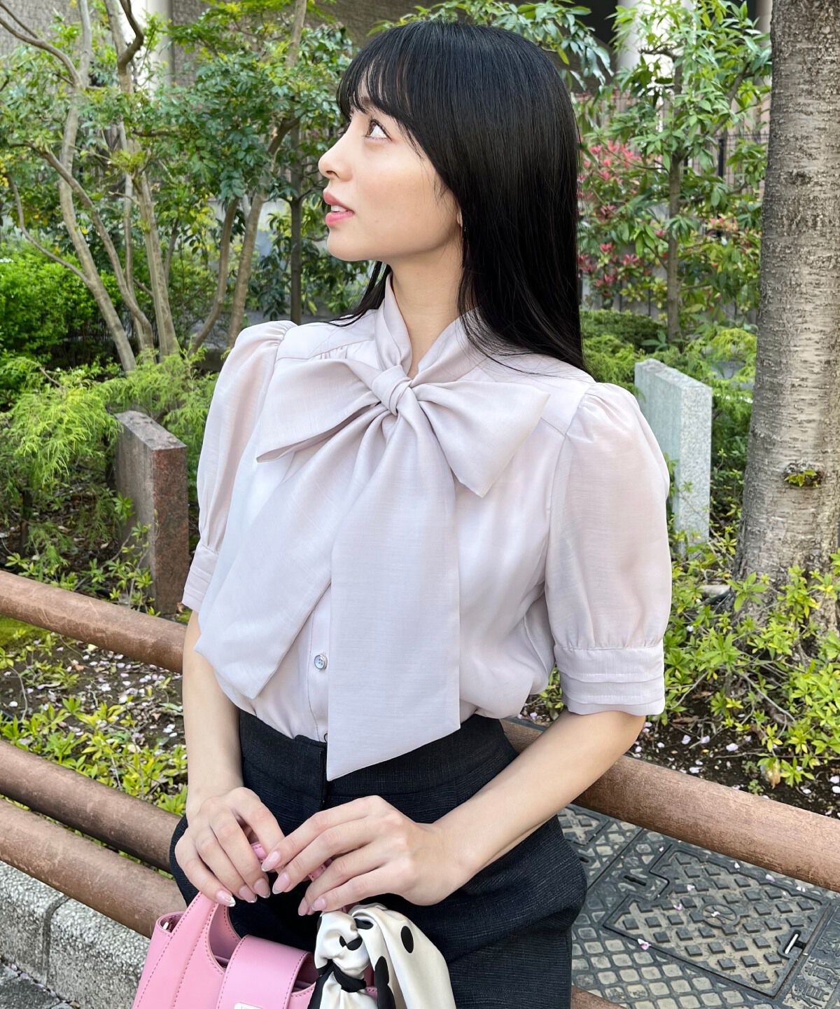 WILLSELECTION「ピンタックカフスリボンタイブラウス」|シャツ・ブラウス|ピンク