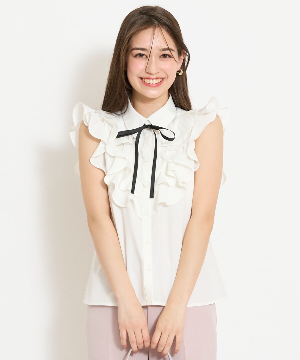 WILLSELECTION「ラッフルフリルノースリーブブラウス」|シャツ・ブラウス|