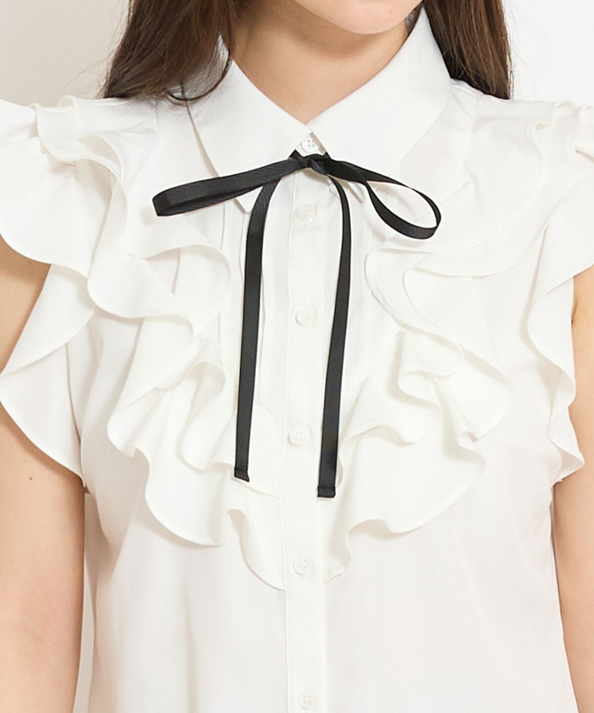 WILLSELECTION「ラッフルフリルノースリーブブラウス」|シャツ・ブラウス|