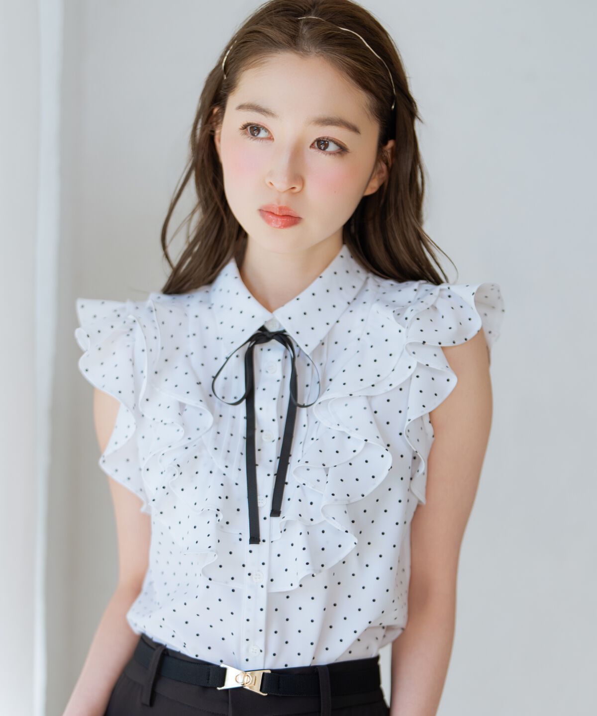 WILLSELECTION「ラッフルフリルノースリーブブラウス」|シャツ・ブラウス|白系その他