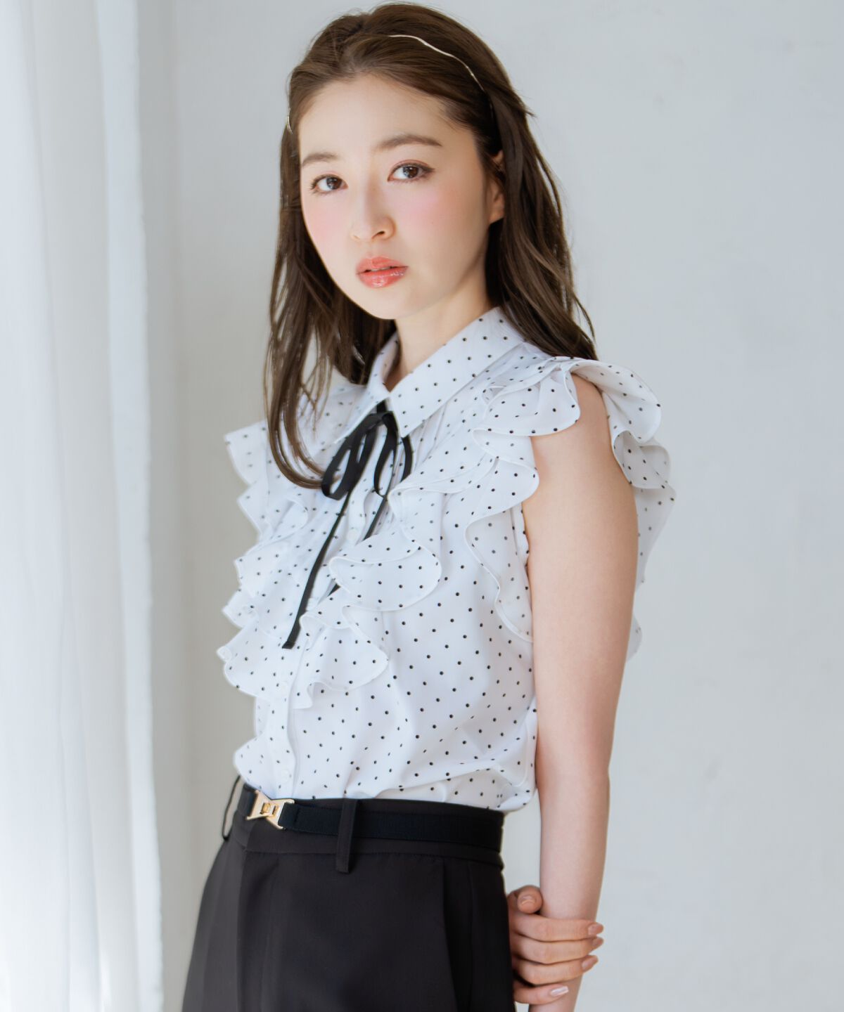 WILLSELECTION「ラッフルフリルノースリーブブラウス」|シャツ・ブラウス|