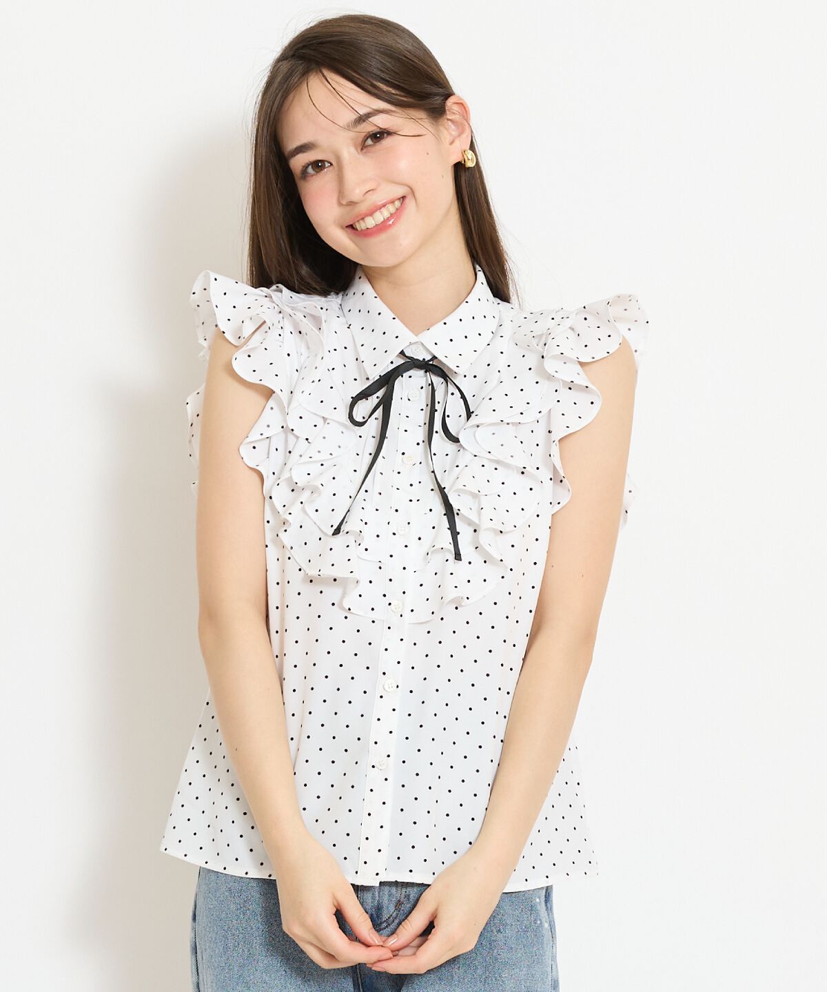 WILLSELECTION「ラッフルフリルノースリーブブラウス」|シャツ・ブラウス|