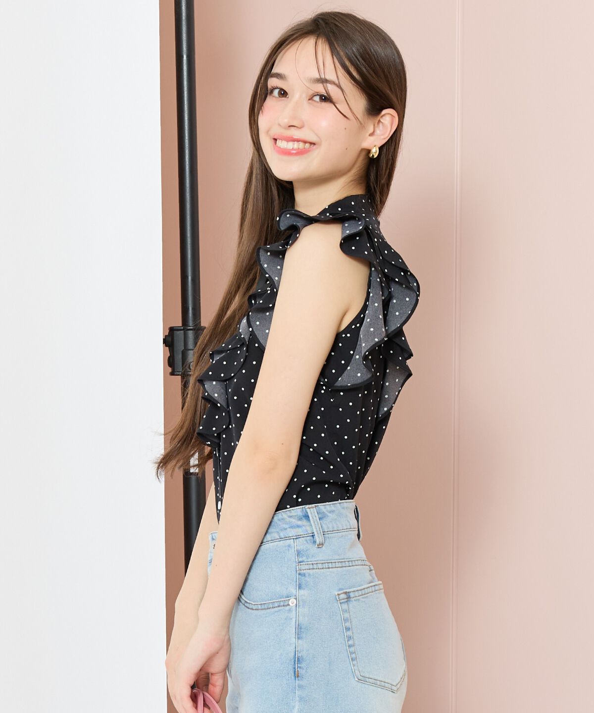 WILLSELECTION「ラッフルフリルノースリーブブラウス」|シャツ・ブラウス|