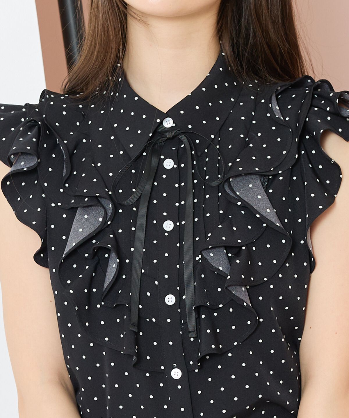 WILLSELECTION「ラッフルフリルノースリーブブラウス」|シャツ・ブラウス|