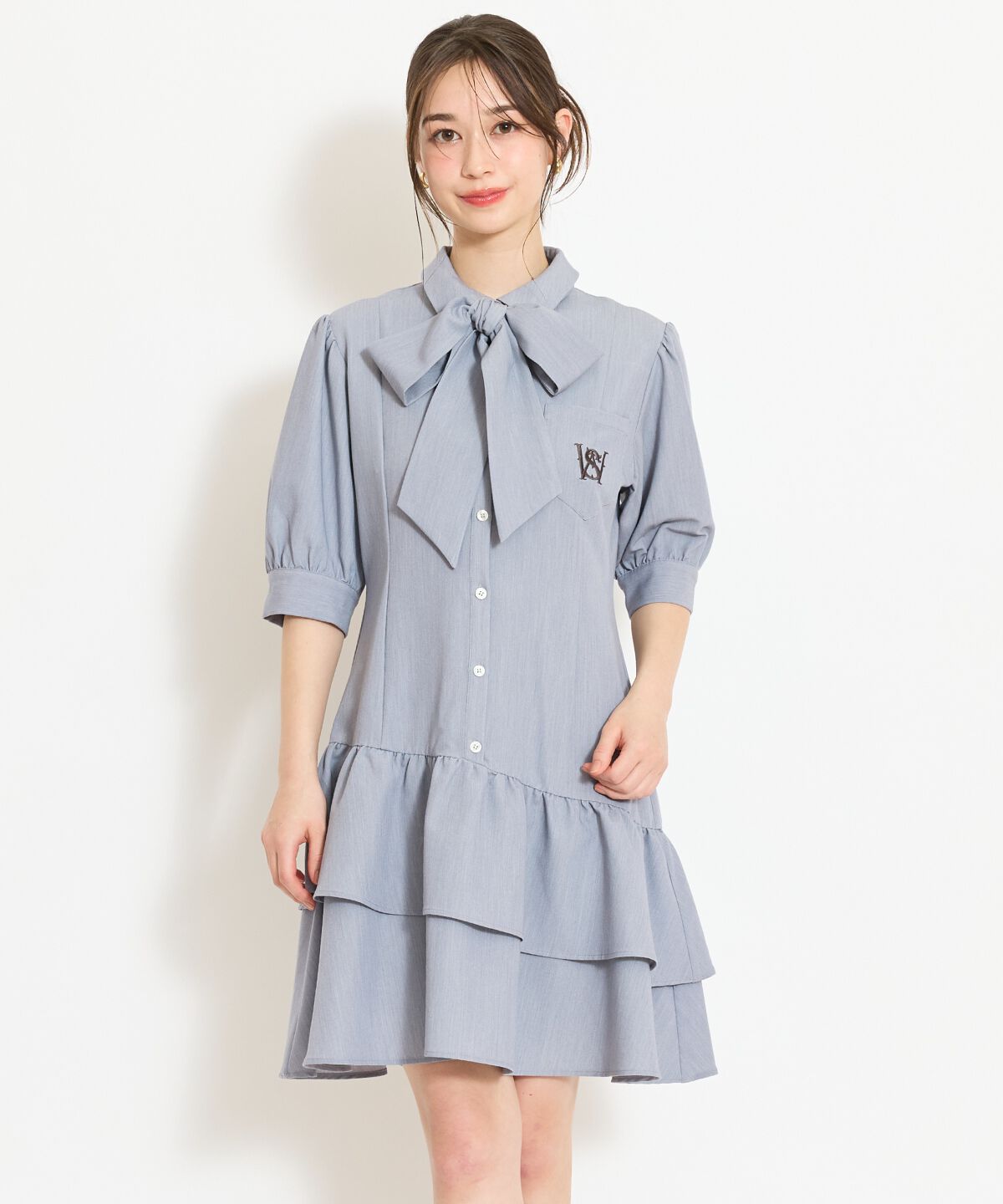 WILLSELECTION「ティアードフリルリボンタイシャツワンピース」|ワンピース|