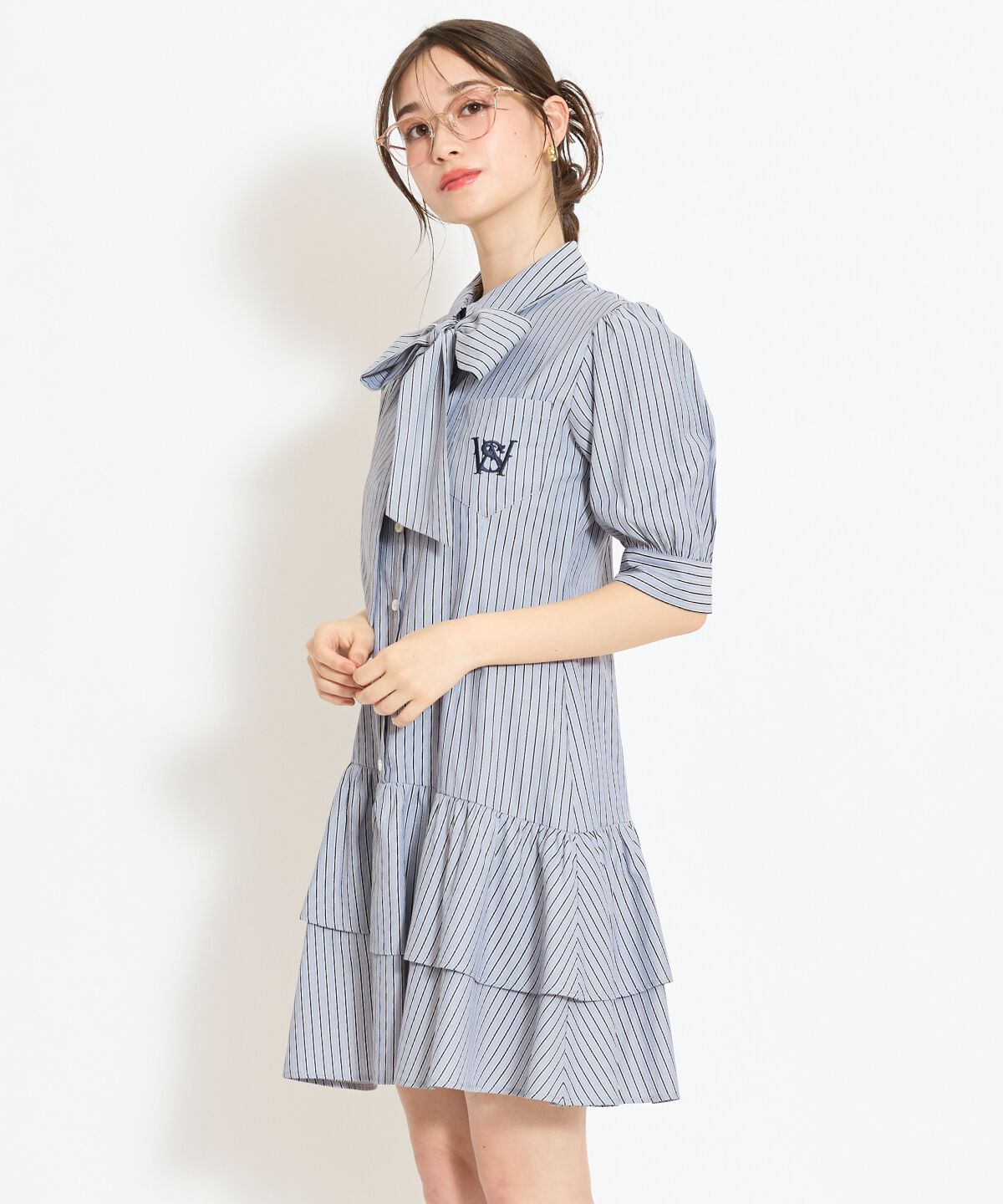 WILLSELECTION「ティアードフリルリボンタイシャツワンピース」|ワンピース|