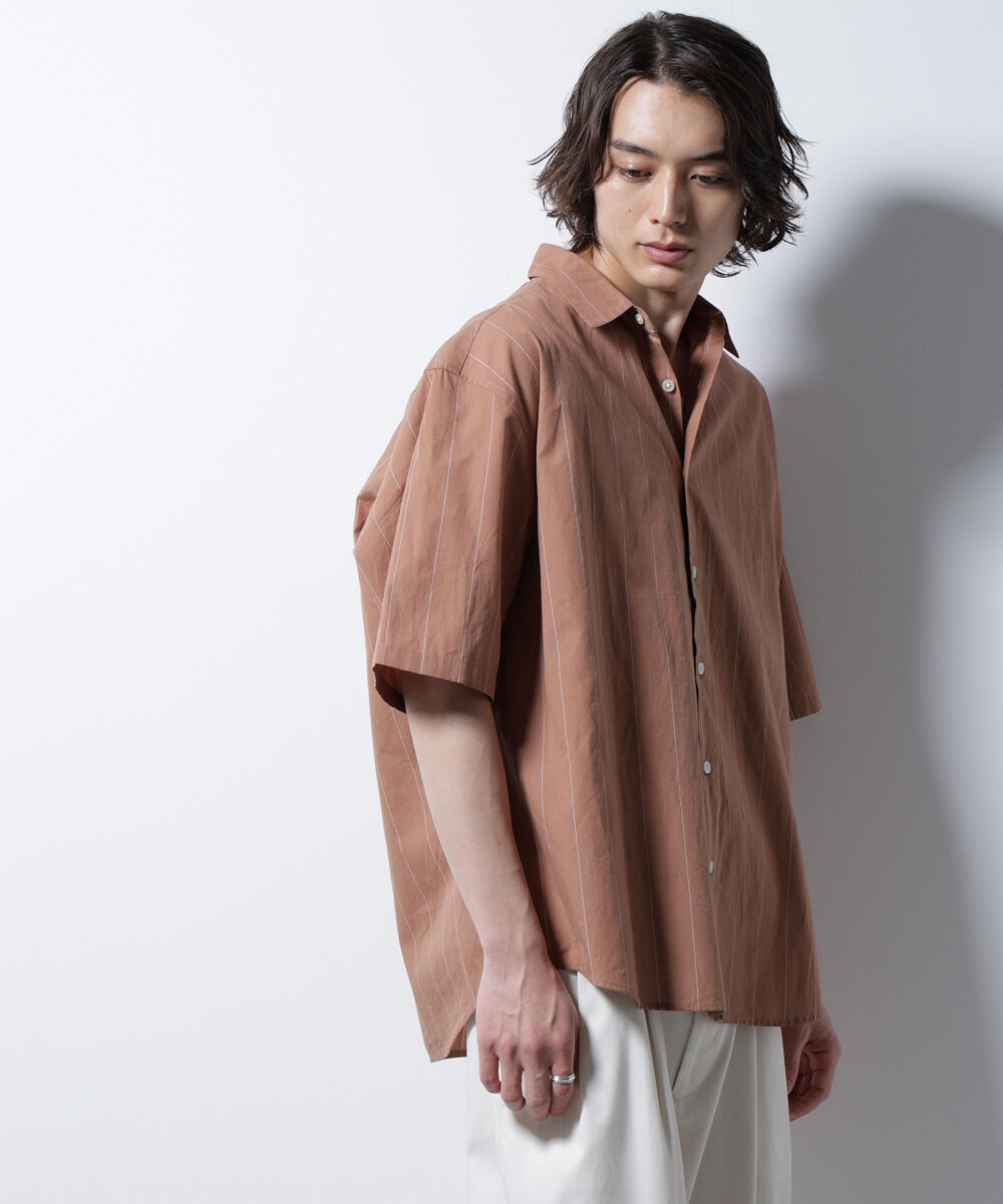 nano･universe「レギュラーカラーコットンリネンストライプシャツ」|シャツ・ブラウス|