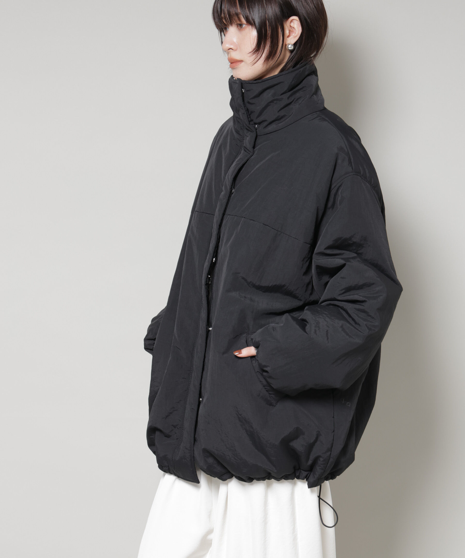 nano･universe「撥水加工 中綿スタンドオーバージップブルゾン」|ブルゾン・スタジャン|