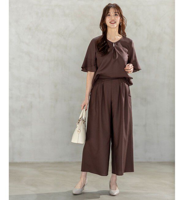 ANY SIS「【接触冷感・UVカット・速乾】スムージーポリエステルタックフレア パンツ」|その他|