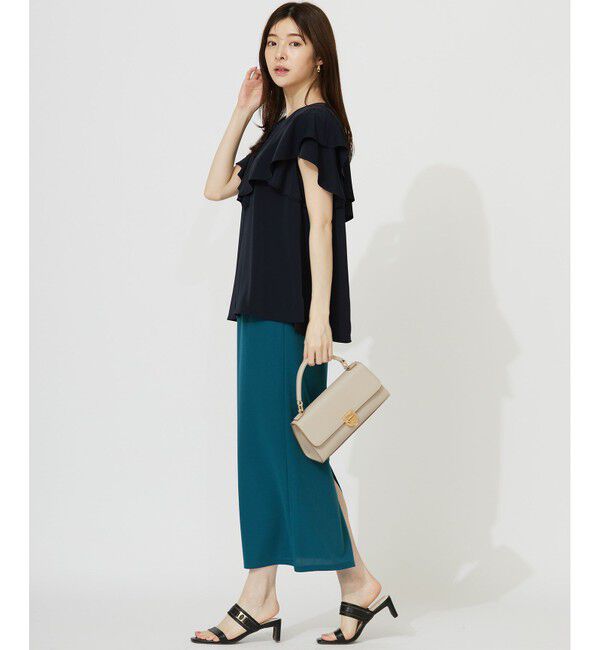 ANY SIS「【接触冷感・吸水速乾・UVカット】サラキレイ フリル ブラウス」|シャツ・ブラウス|