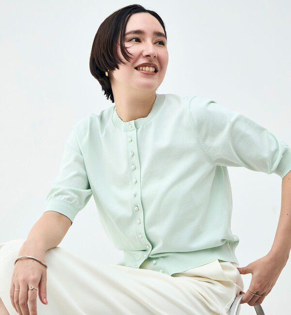 NOLLEY'S「《手洗い可能》コットンテックス6分袖カーディガン」|カーディガン|