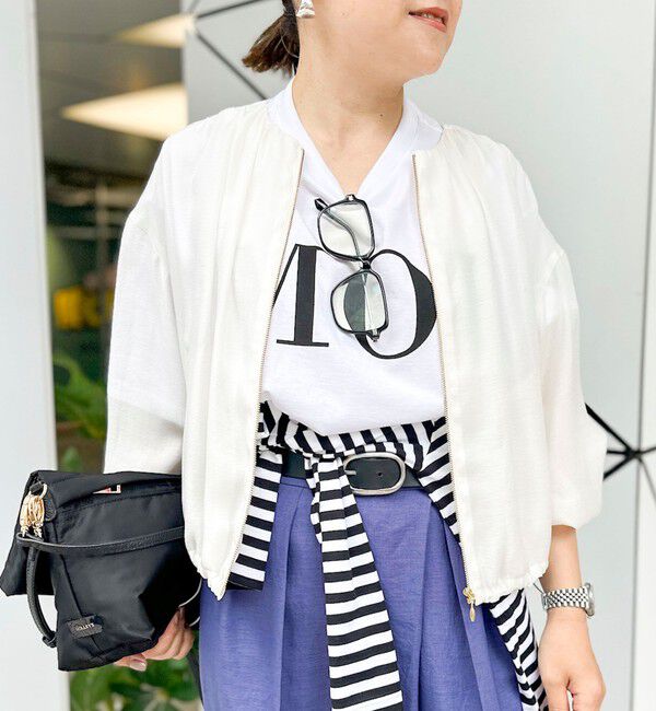 NOLLEY'S「ウォッシャブルシアージップアップブルゾン」|ブルゾン・スタジャン|オフホワイト