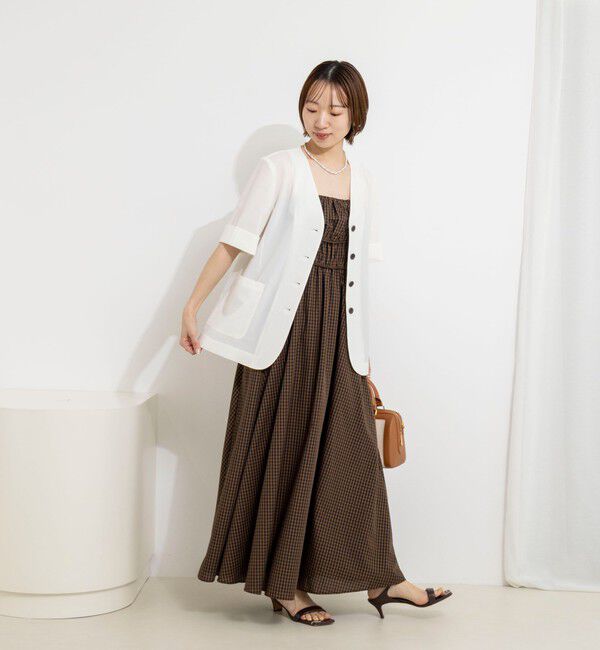 NOLLEY'S「ウォッシャブル高機能半袖ジャケット」|ノーカラージャケット|