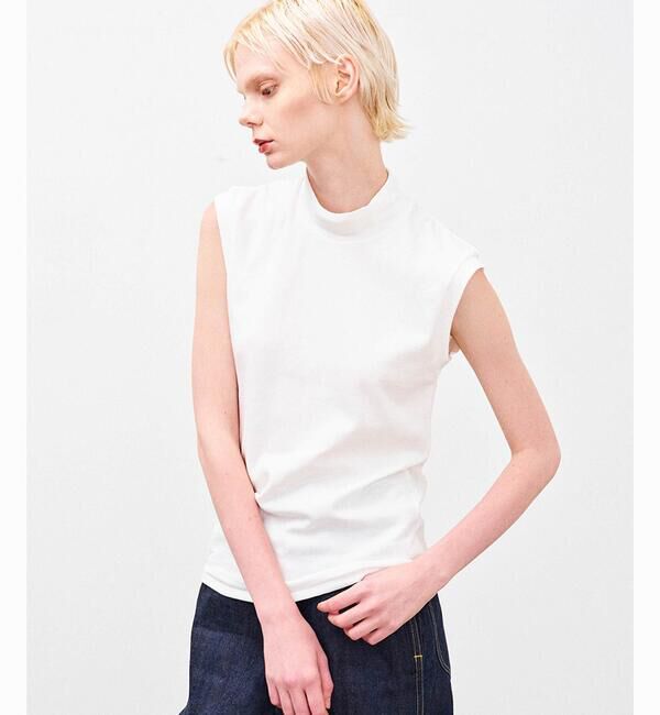  「ANATOMICA | モックネック スリーブレスTシャツ WOMEN」|Tシャツ・カットソー|WHITE