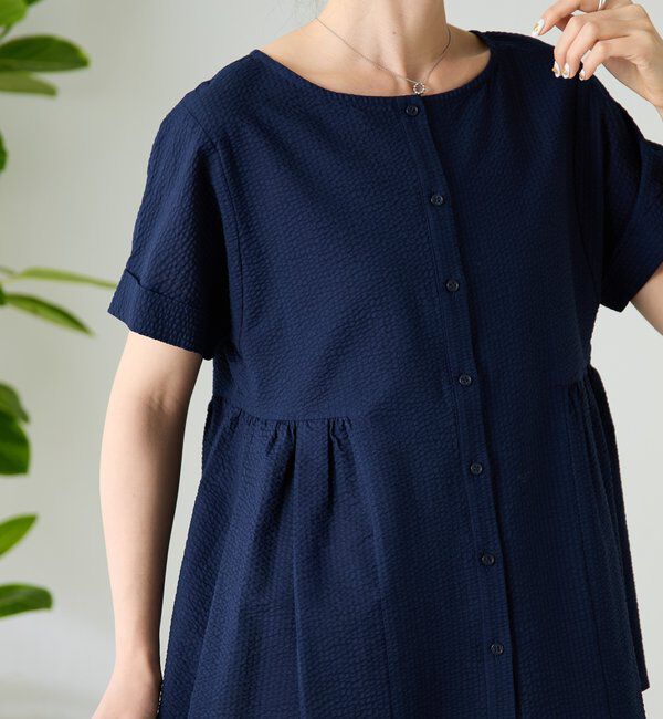  「3WAYサッカーブラウス」|シャツ・ブラウス|ネイビー