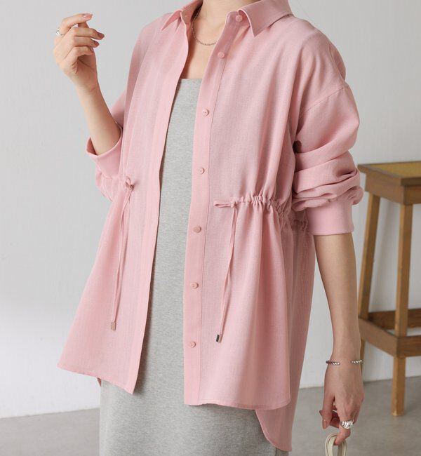  「メッシュドロストシャツ/シアー」|シャツ・ブラウス|ピンク