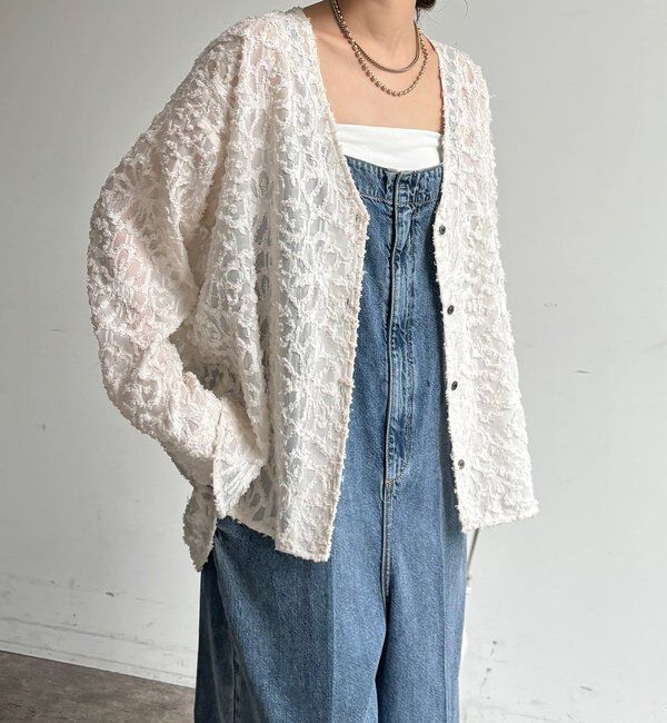  「【WEB限定】ジャガードパフスリーブシャツ」|シャツ・ブラウス|オフホワイト