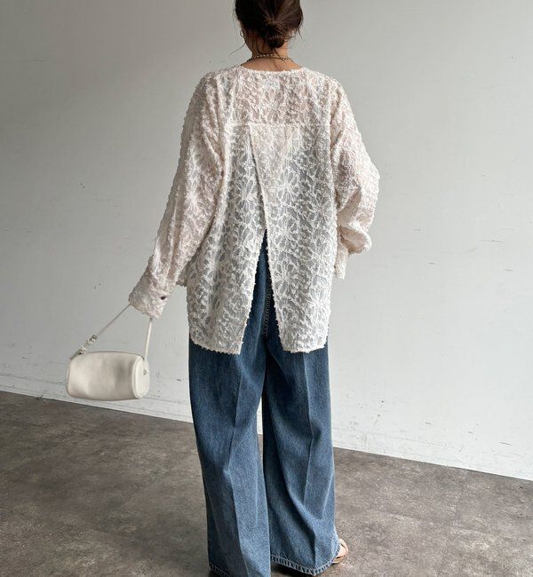  「【WEB限定】ジャガードパフスリーブシャツ」|シャツ・ブラウス|