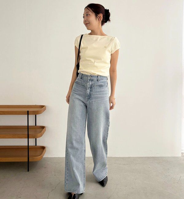  「【Tシャツが苦手な方にも◎】1ポイントボートネックTシャツ」|Tシャツ・カットソー|