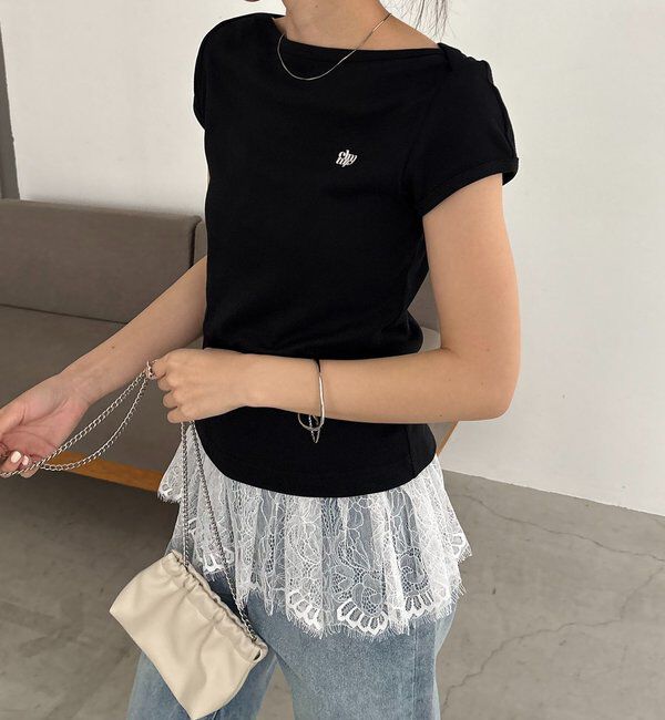  「【Tシャツが苦手な方にも◎】1ポイントボートネックTシャツ」|Tシャツ・カットソー|