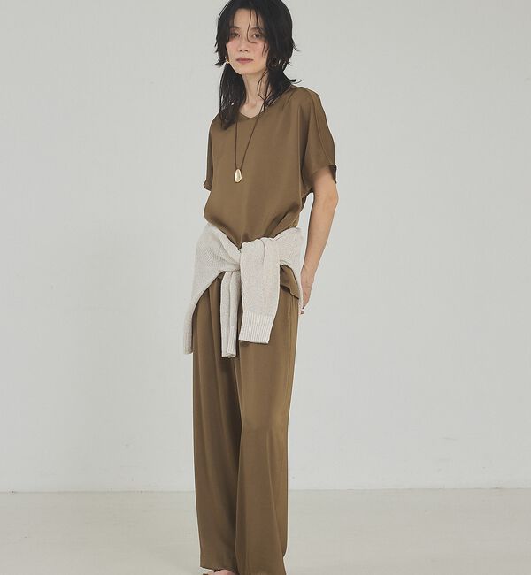 qualite「【接触冷感＆吸水速乾】クールサテンブラウス/セットアップ対応」|シャツ・ブラウス|