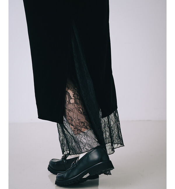 SELFIST「ベロア裾レーススカート」|スカート|