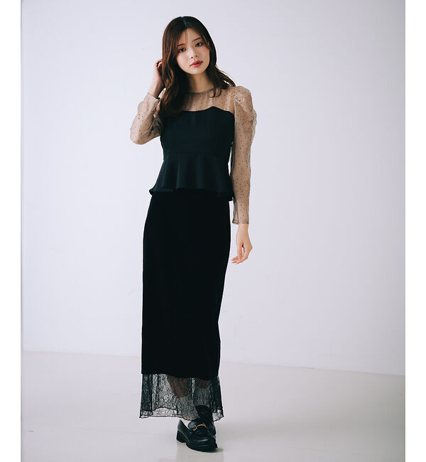 SELFIST「ベロア裾レーススカート」|スカート|