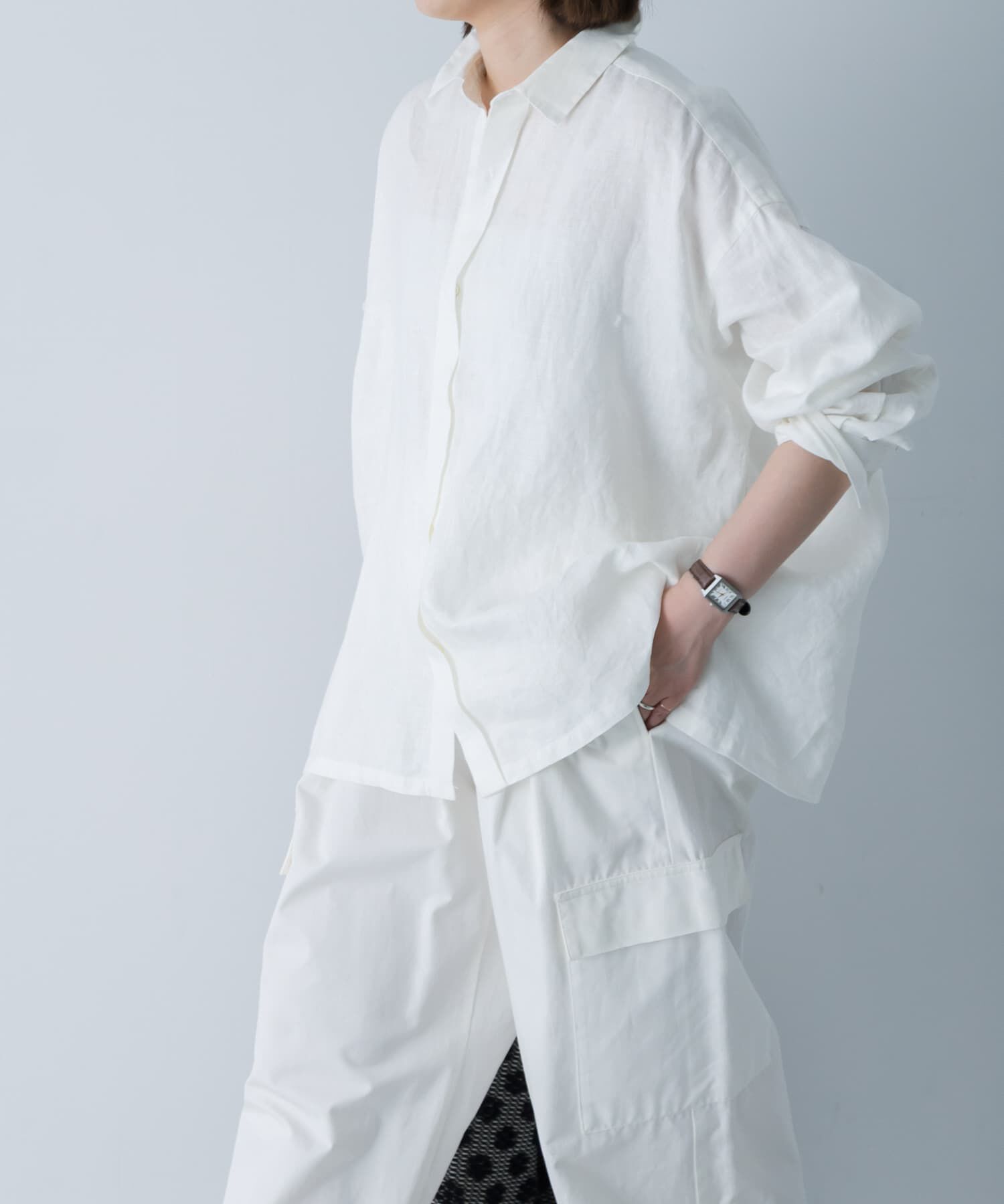 かぐれ「リネンレギュラーボックスシャツ」|シャツ・ブラウス|オフホワイト