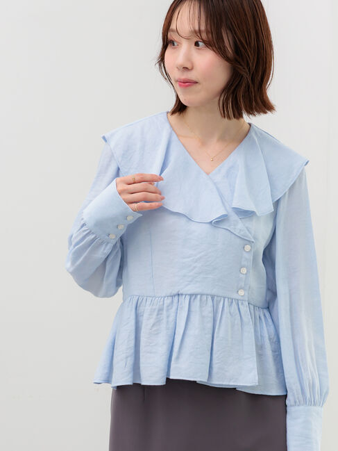 Te chichi「ラッフルフリルペプラムブラウス」|シャツ・ブラウス|サックスブルー