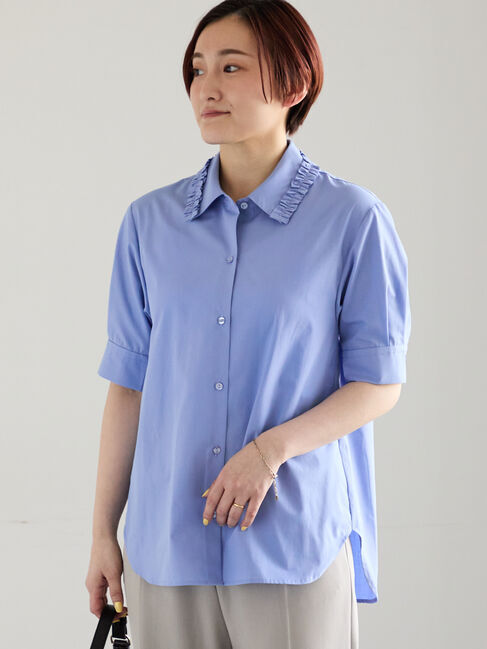 Te chichi「ミニフリルトリムカラーブラウス」|シャツ・ブラウス|ブルー