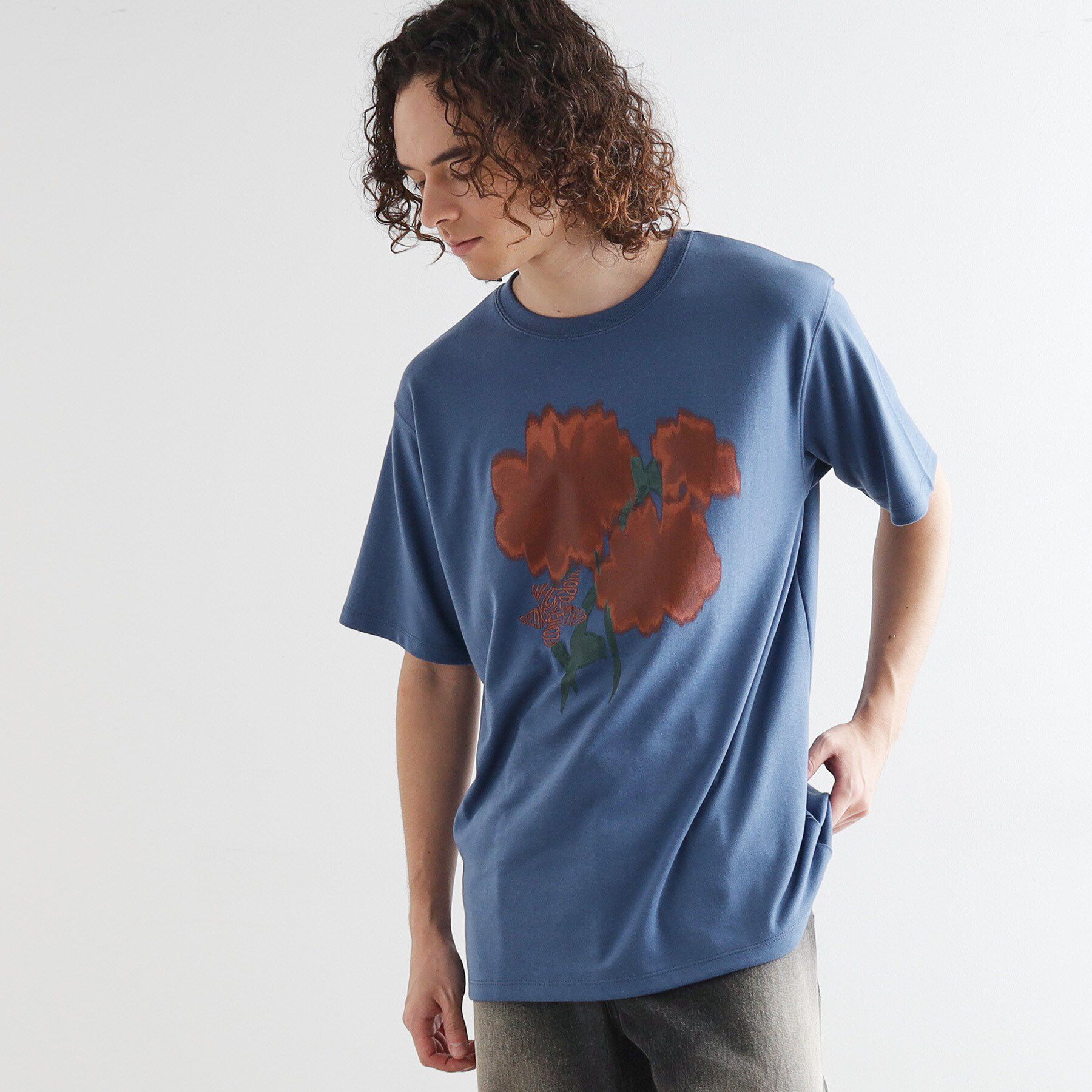 tk.TAKEO KIKUCHI「ボカシフラワーTシャツ」|Tシャツ・カットソー|ブルーグリーン(09