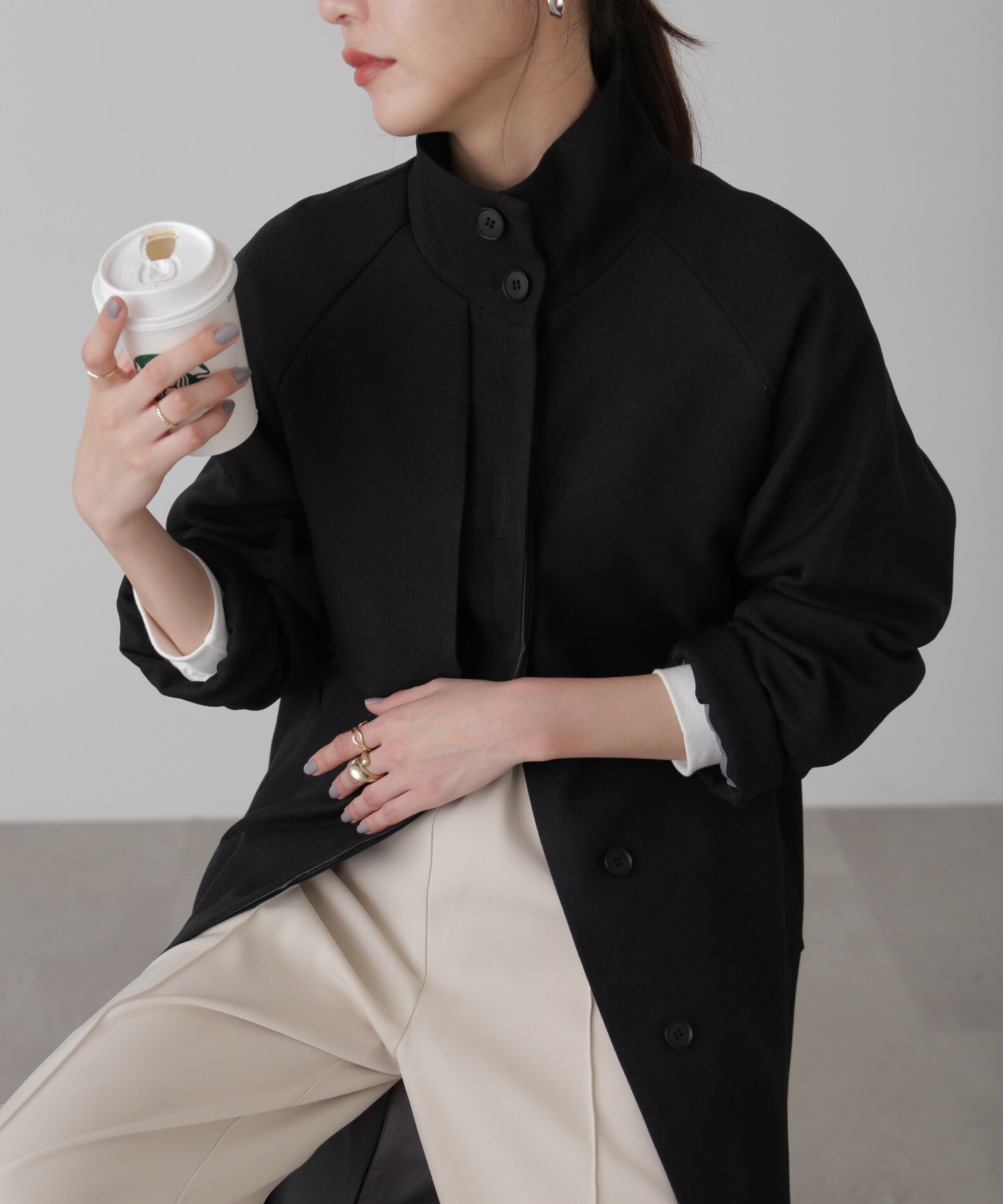  「ポリエステルツイルスタンドネックコート」|その他|