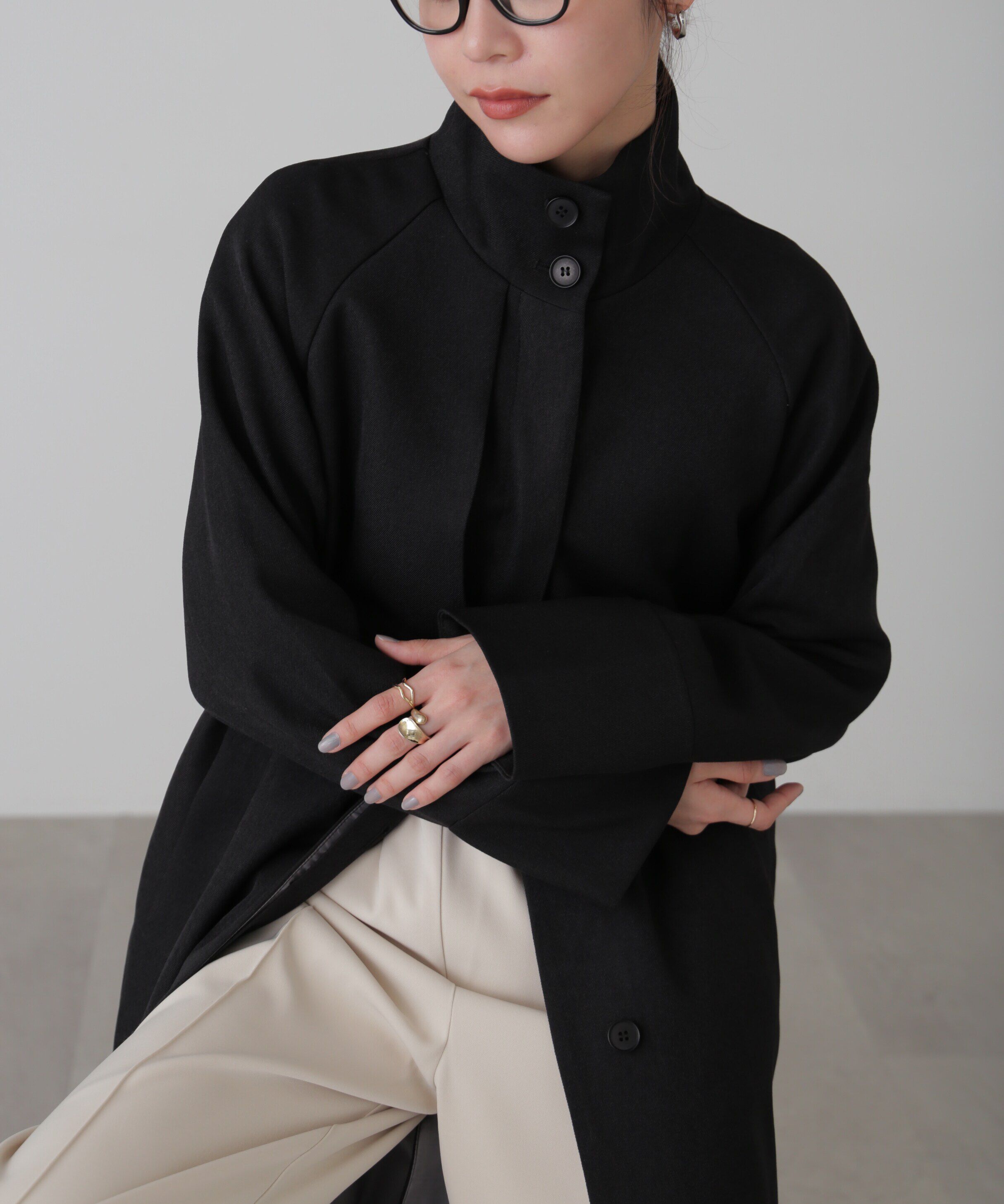  「ポリエステルツイルスタンドネックコート」|その他|